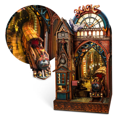 FUNPOLA Magische Station LED 3D Holzpuzzle Book Nook Kit