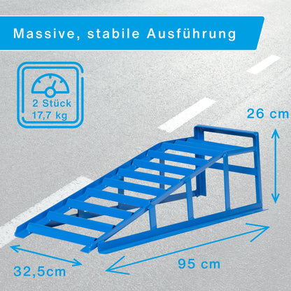cartrend Kfz Auffahrrampen-Set, bis 225 mm Hebehöhe