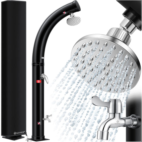 KESSER Solar Gartendusche 35 L mit Regenduschkopf und Fussdusche in Bogenform aus UV-beständigem Kunststoff