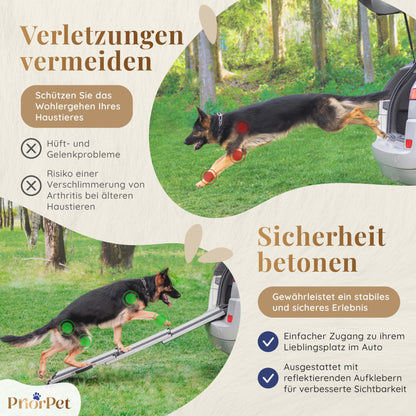 Hunderampe Auto Teleskop Klappbar Alu – Schwarz für grosse Hunde