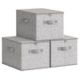SONGMICS Aufbewahrungsbox mit Deckel, 3er Set, faltbar, taubengrau – Stoffboxen aus Vliesstoff mit Griffen