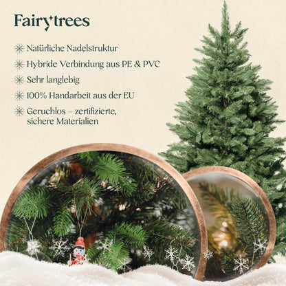 FAIRYTREES Nordmanntanne Premium Künstlicher Weihnachtsbaum - 180 cm