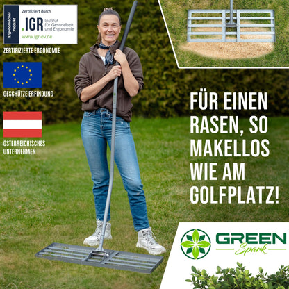 GREEN Spark Rasenrakel Ergonomisch Klicksystem - 80x30cm
