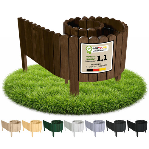 Floranica Beetumrandung 20 x 200 cm Braun, Beeteinfassung aus Holz, flexible Holzpalisaden als Rasenkante