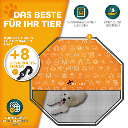 TRESKO Welpenlaufstall 80cm hoch – 8-teilig faltbar, mit Tür