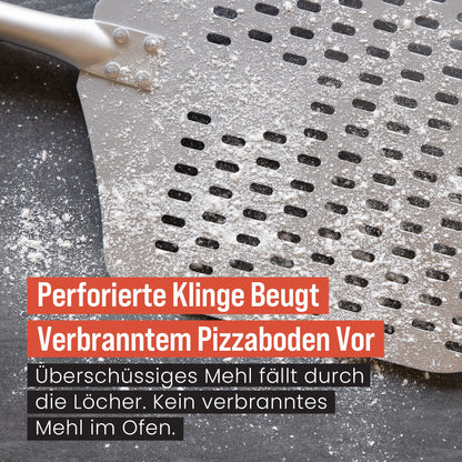 Chef Pomodoro Pizzaschieber perforiert, Aluminium mit Holzgriff