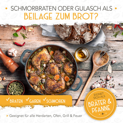 KRUSTENZAUBER Gusseisen Brotbacktopf 26cm – Inkl. Gärkorb