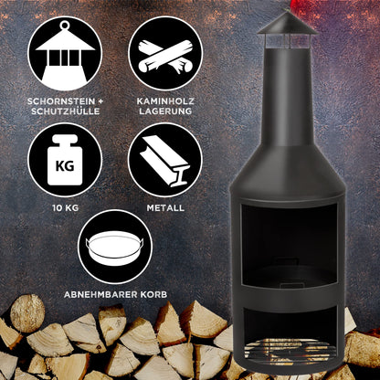 BBQ Collection Terrassenofen Schornstein – Gartenkamin Karbonstahl