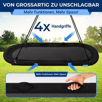 SereneLife Nestschaukel Oval 170 cm, Schaukel bis 317 kg, Schwarz