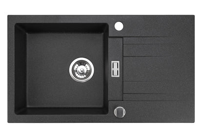 Manestein Granit Spülbecken Küchenspüle - Einzelbecken Graphit 76x44cm. Rechteckiges Einzelbecken zum Spülen.
