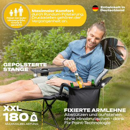 Faltbuddy Campingstuhl 2in1 faltbar mit Liegefunktion, bis 180 kg