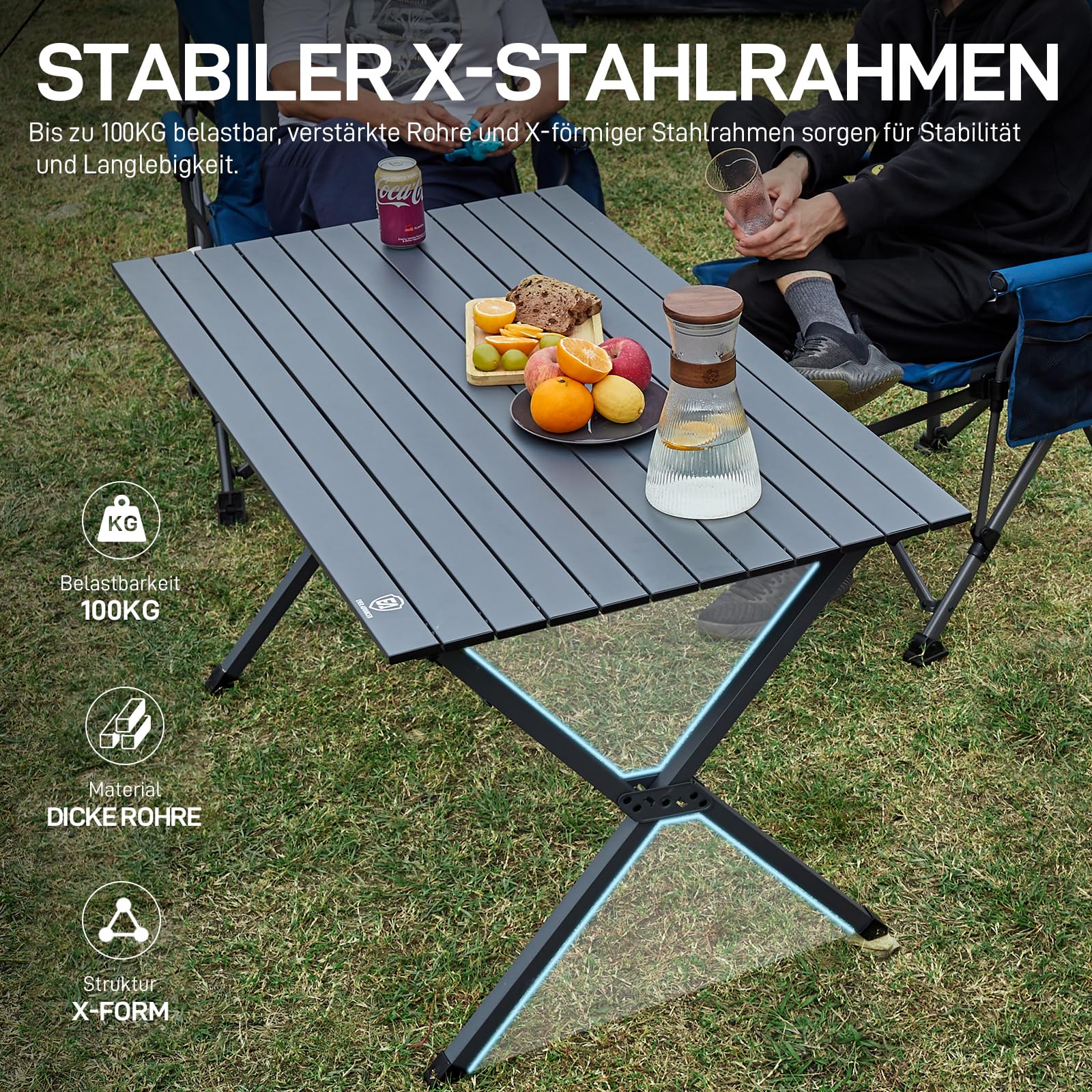 großer stabiler campingtisch Klappbarer Campingtisch Aluminium – 4-6 Pers. & höhenverstellbar – pandaloo.ch