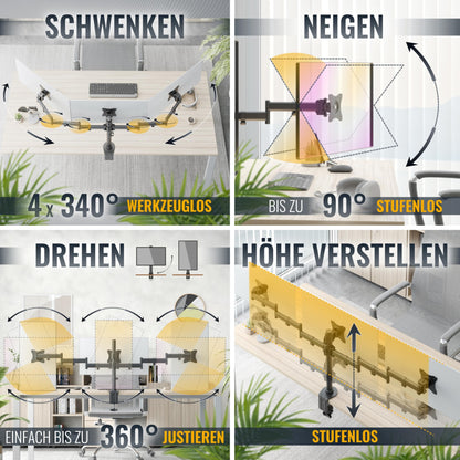 RICOO TS5911 Tisch Monitorhalterung - 3 Monitore 13-32 Zoll