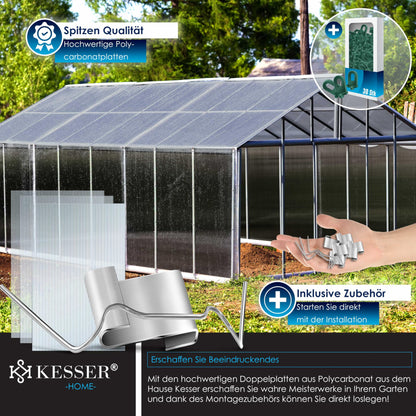 KESSER Polycarbonat Doppelstegplatten 4mm – 14 Stk. 10.25m² (60.5x121)