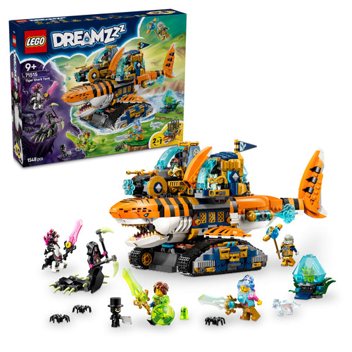 LEGO DREAMZzz Tigerhai-Fahrzeug 71515 2-in-1 Bauspielzeug mit aufklappbarem Maul und 5 Minifiguren