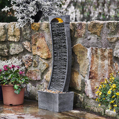 Peaktop Gartenbrunnen RJ-19048-EU mit Wasserfall und LED, 98 cm