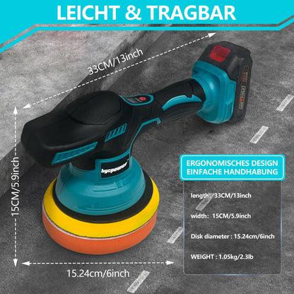 bycpower Orbital Poliermaschine Auto Set 6 Zoll – Makita 18V Ohne Akku
