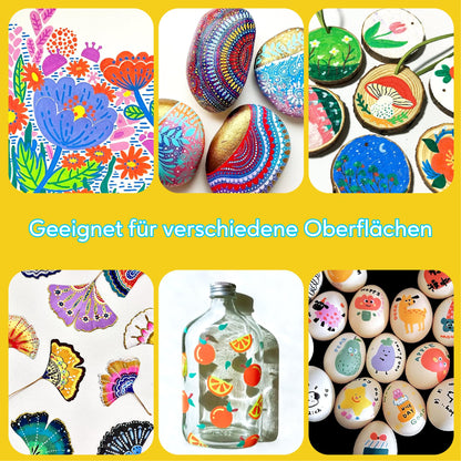 Pamaker Acrylstifte Set 120 Farben, Doppelspitze, für Steine & Holz