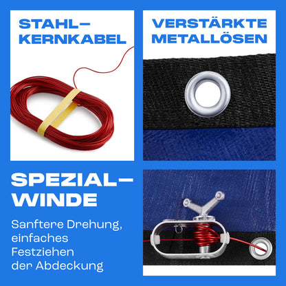 Yankee Poolabdeckung Ø 610 cm - Blau Sommer/Winter (500-550 cm)