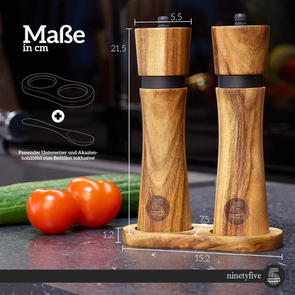 ninetyfive® Salz- & Pfeffermühlen Set Akazienholz 21cm