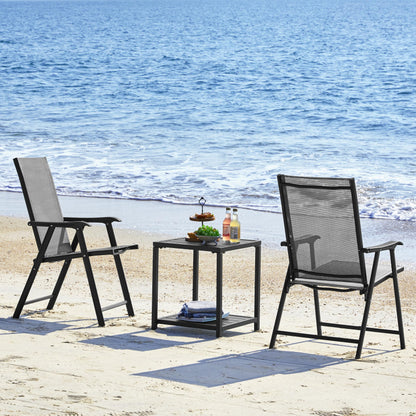 Yaheetech Gartenstühle 2er-Set, klappbarer Hochlehner, grau