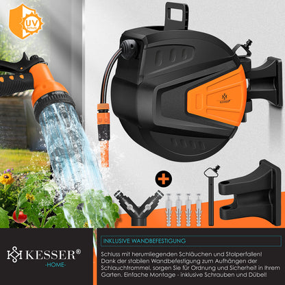 KESSER Gartenschlauch-Schlauchtrommel Automatik 20+2m Orange