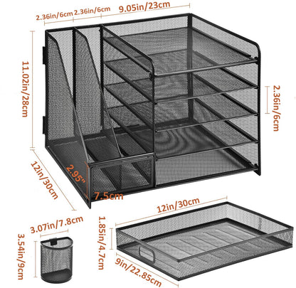 Marbrasse Schreibtisch Organizer mit Briefablage, 5 Ebenen, schwarz