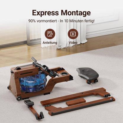 MERACH R14 Wasserrudergerät Gummibaumholz – Heimtraining