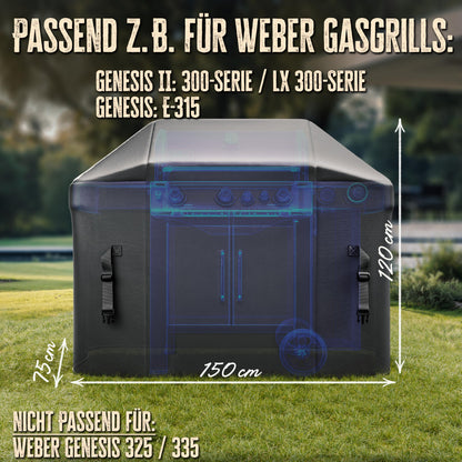 AMZBBQ Grillabdeckung 150 x 120 x 75 cm, wasserdichte Abdeckhaube