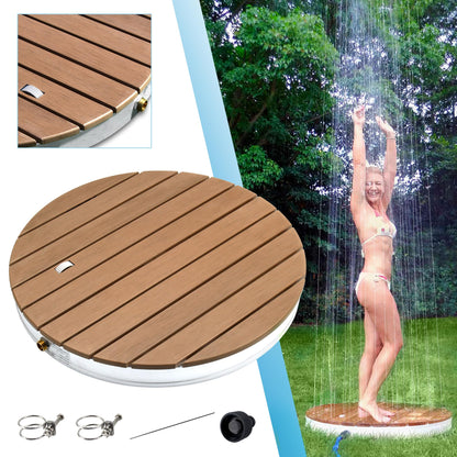 @tec Bodendusche WPC Holzoptik Rund 70cm Garten. Runde Bodendusche in Holzoptik aus WPC. Dient zur Erfrischung der Füße im Garten.
