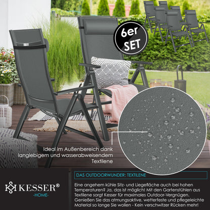 KESSER Gartenstuhl Hochlehner Aluminium Klappstuhl – 6er Set Anthrazit