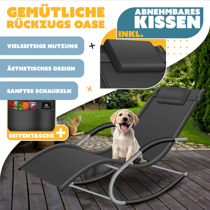 KESSER Sonnenliege Relaxliege ergonomisch mit Kopfkissen, anthrazit