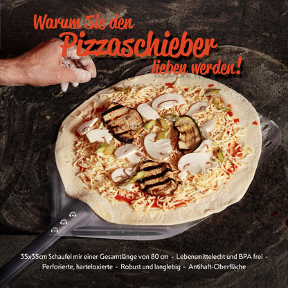 Pizza Lover Pizzaschieber perforiert 35 x 35 cm aus Aluminium