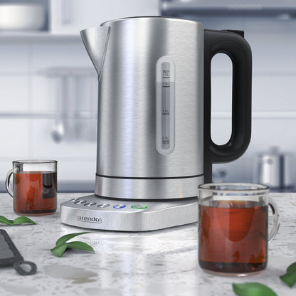 Arendo Edelstahl Wasserkocher mit Temperaturwahl, 1,7 l, 3000 W