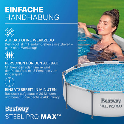 Bestway Steel Pro Max Frame Pool 56406, rund, 305 x 76 cm