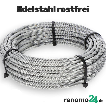 Renomo24 Edelstahlseil V4A Rostfrei 4mm 50m - 7x19