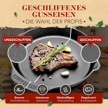 KRUSTENZAUBER Gusseisenpfanne Induktion 28cm – Mit Deckel