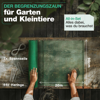 Smabix Mobiler Steckzaun 20m x 90cm, Komplett-Set für Kleintiere