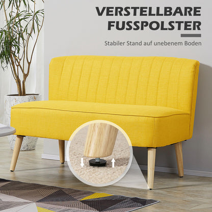 HOMCOM 2-Sitzer Stoffsofa Polstersofa Retro - Gelb