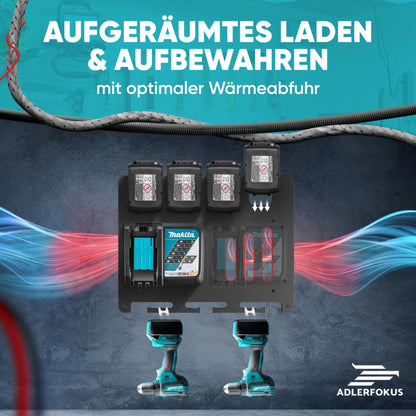 Adlerfokus Wandhalterung für Makita Akkus 18V/14,4V und Ladegeräte
