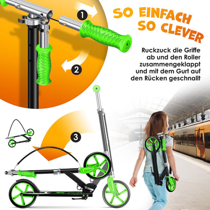 KESSER® Spider Kickscooter Klappbar Höhenverstellbar - Grün