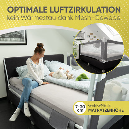 RAWVEL Bettgitter grau 90 cm – Rausfallschutz für Kinderbetten