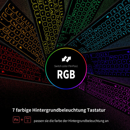 TechKey Slim Alu RGB USB Tastatur Numerisch Mac/PC - Silver White