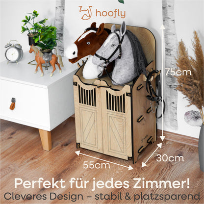 Hoofly® Hobby Horse Stall für 2 Pferde – Holz Pferdestall Stecksystem