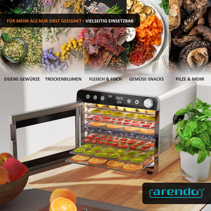 Arendo Dörrautomat Edelstahl Dörrgerät - 8 Edelstahlgitter