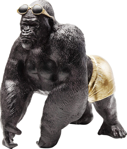 Kare Design Deko Objekt Monkey Beach, Deko Skulptur – Grau/Schwarz: Grau-schwarze Affenskulptur zur Raumdekoration.