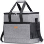 Lifewit Kühltasche 40 L faltbar, Thermotasche für 60 Dosen, Grau mit Tragegriff und Schultergurt