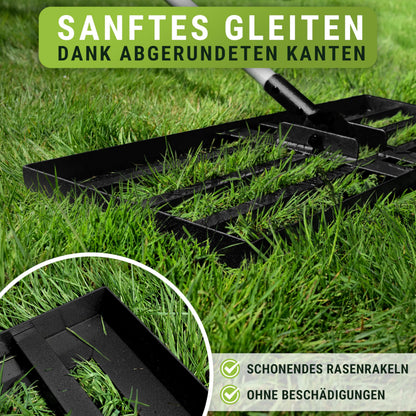 WENDOWERK Rasennivellierrechen 80x30 cm mit 2 m Stiel, schwarz