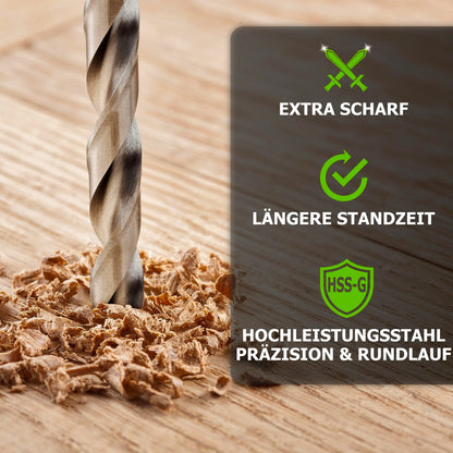 Pinava Holzbohrer Set 1-13 mm, 25-teilig, HSS-G Bohrerset