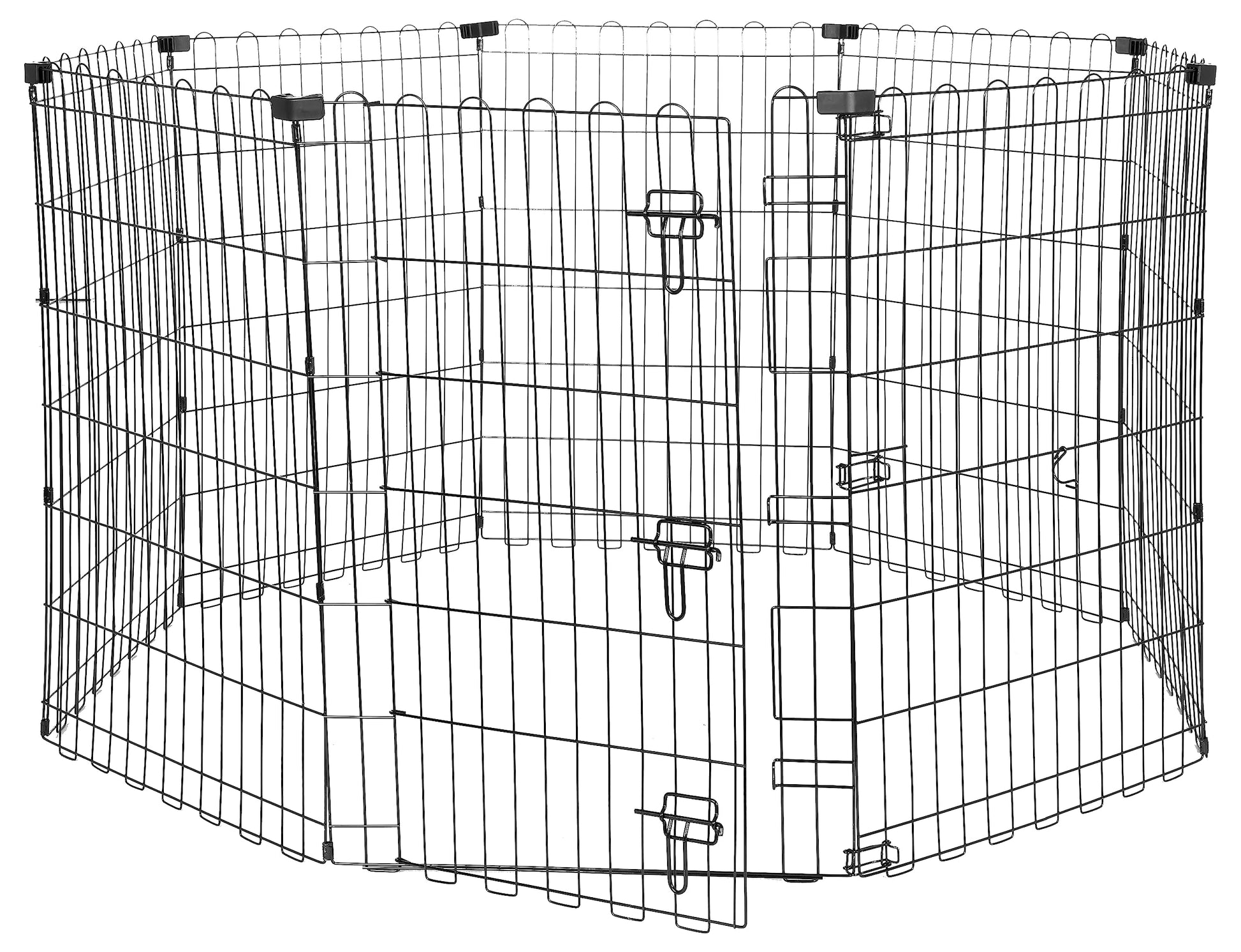 Amazon Basics Laufgehege für Hunde, achteckig, faltbar, mit Tür, 91 cm – schwarzes Gehege aus Eisendraht mit acht Paneelen